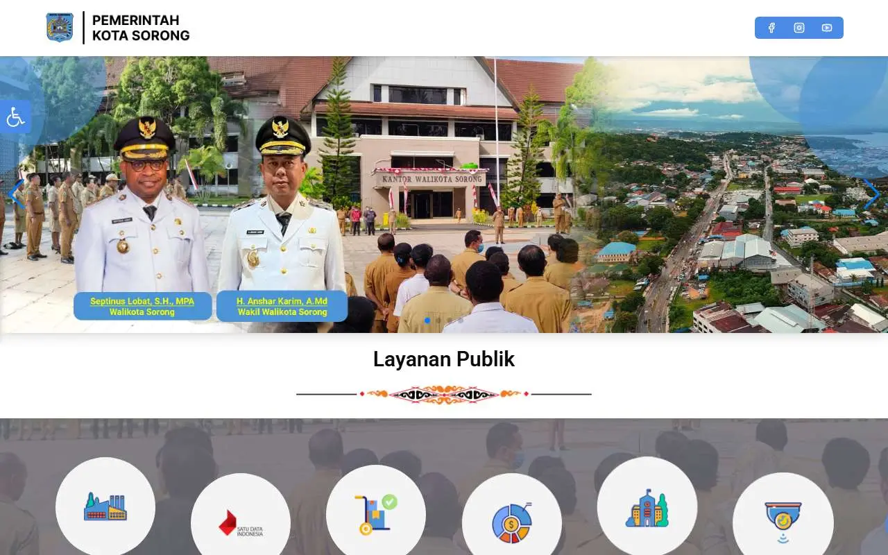 Tampilan website resmi Pemkot Sorong (sorongkota.go.id)