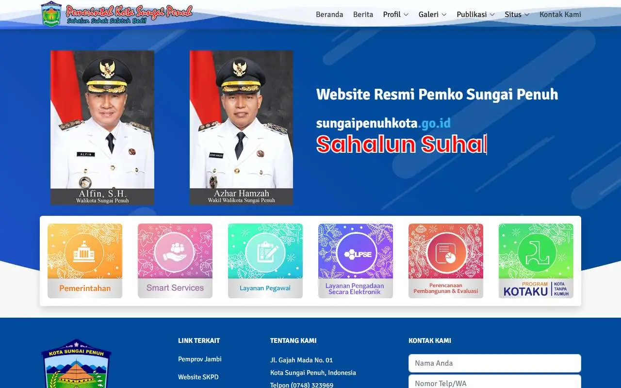 Tampilan website resmi Pemkot Sungai Penuh (sungaipenuhkota.go.id)