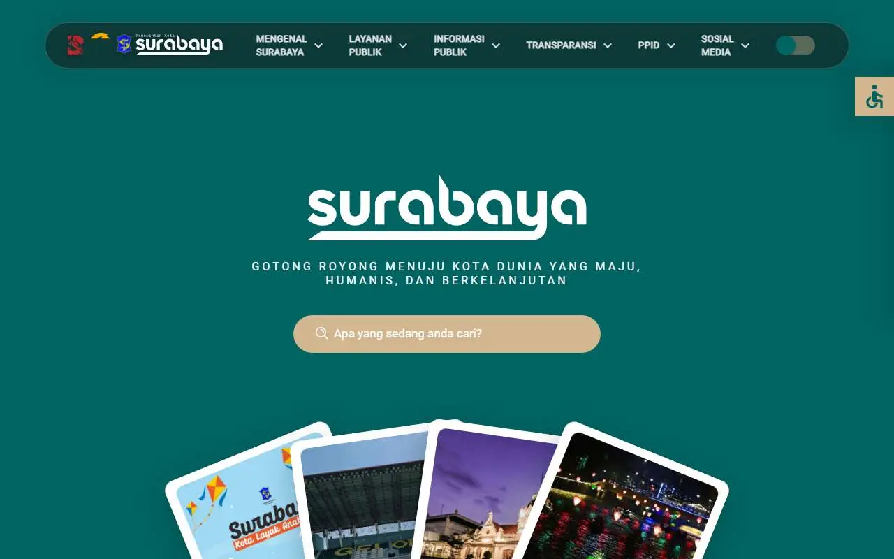 Tampilan website resmi Pemkot Surabaya (surabaya.go.id)