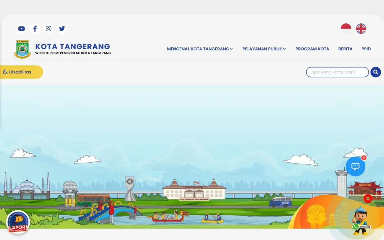 Tampilan website resmi Pemkot Tangerang (tangerangkota.go.id)