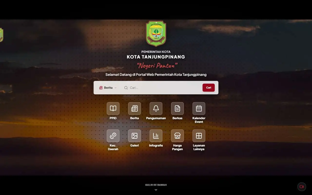 Tampilan website resmi Pemkot Tanjungpinang (tanjungpinangkota.go.id)