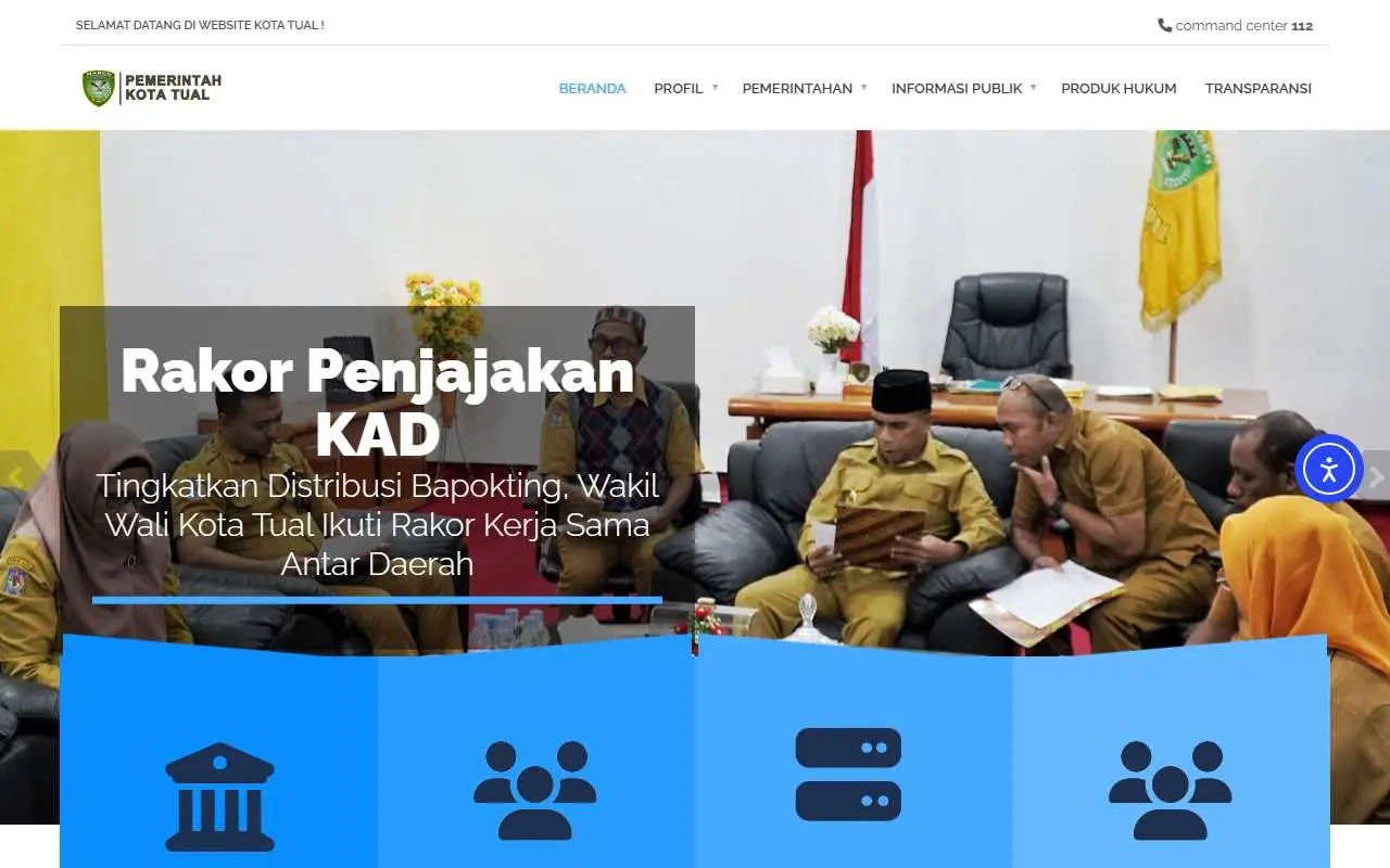 Tampilan website resmi Pemkot Tual (tualkota.go.id)