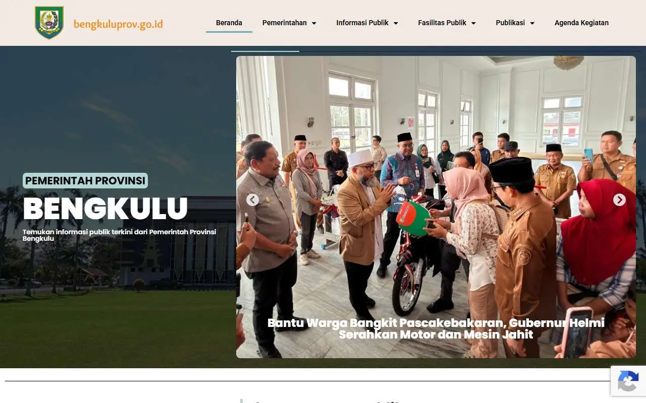 Tampilan website resmi Pemprov Bengkulu (bengkuluprov.go.id)