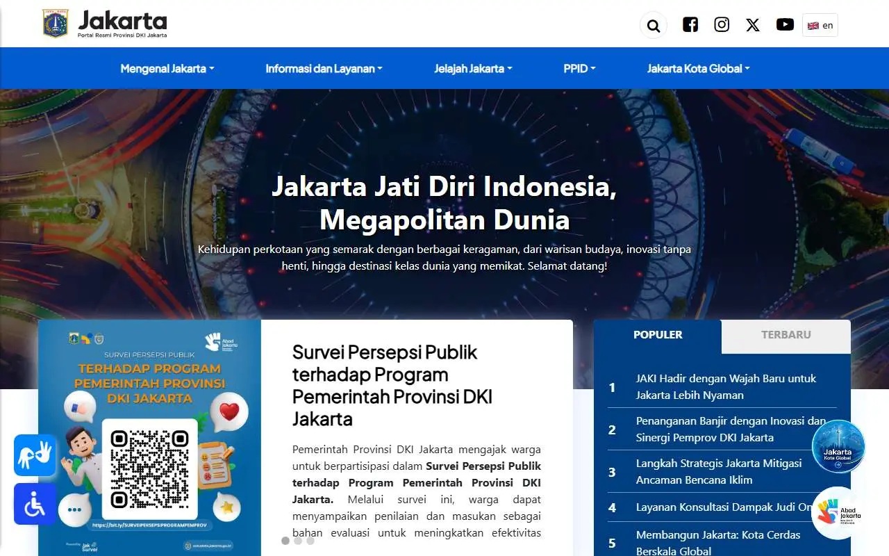 Tampilan website resmi Pemprov Jakarta (jakarta.go.id)