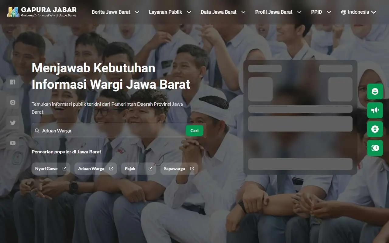 Tampilan website resmi Pemprov Jawa Barat (jabarprov.go.id)