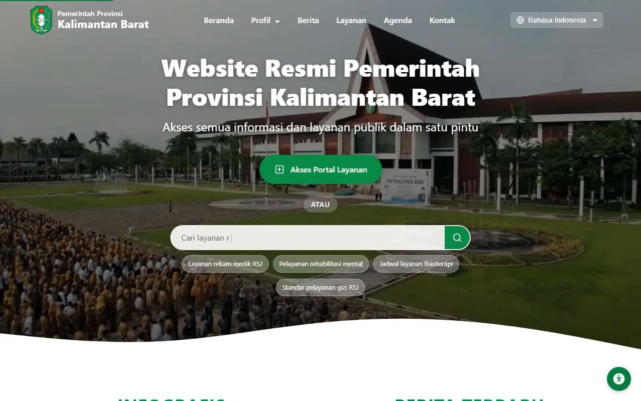 Tampilan website resmi Pemprov Kalimantan Barat (kalbarprov.go.id)