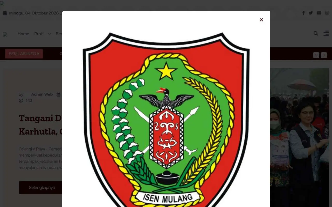 Tampilan website resmi Pemprov Kalimantan Tengah (kalteng.go.id)