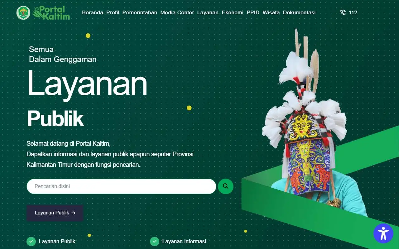 Tampilan website resmi Pemprov Kalimantan Timur (kaltimprov.go.id)