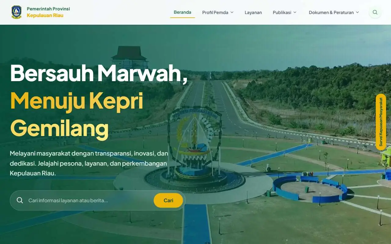 Tampilan website resmi Pemprov Kepulauan Riau (kepriprov.go.id)