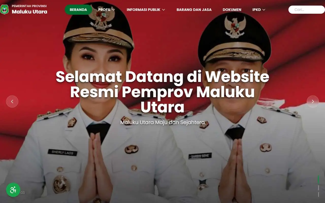 Tampilan website resmi Pemprov Maluku Utara (malutprov.go.id)