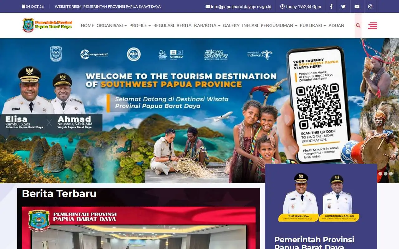 Tampilan website resmi Pemprov Papua Barat Daya (papuabaratdayaprov.go.id)