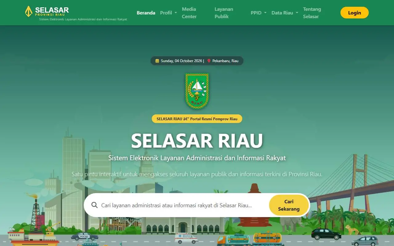 Tampilan website resmi Pemprov Riau (riau.go.id)