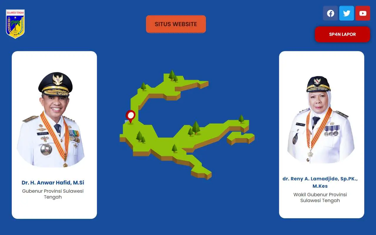 Tampilan website resmi Pemprov Sulawesi Tengah (sultengprov.go.id)