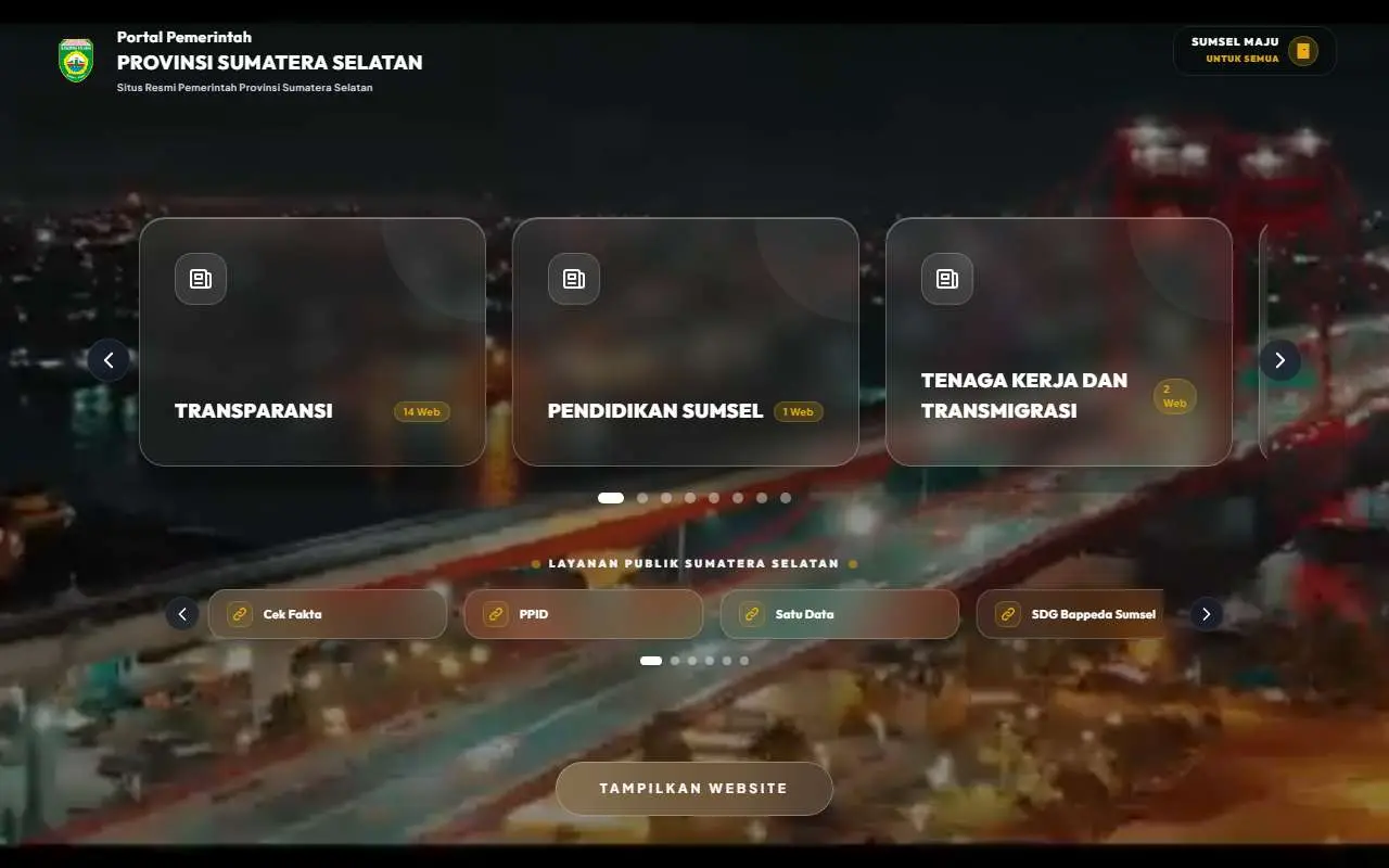 Tampilan website resmi Pemprov Sumatera Selatan (sumselprov.go.id)