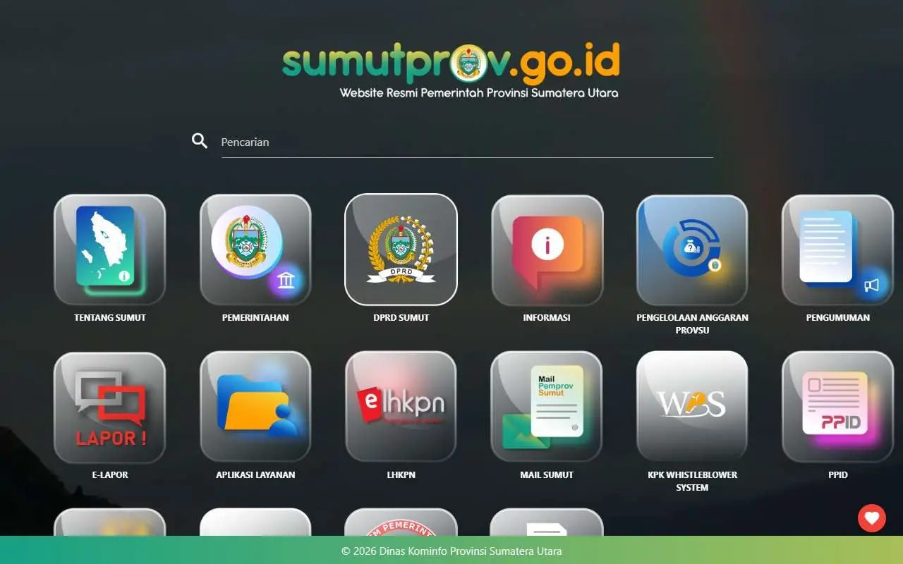 Tampilan website resmi Pemprov Sumatera Utara (sumutprov.go.id)