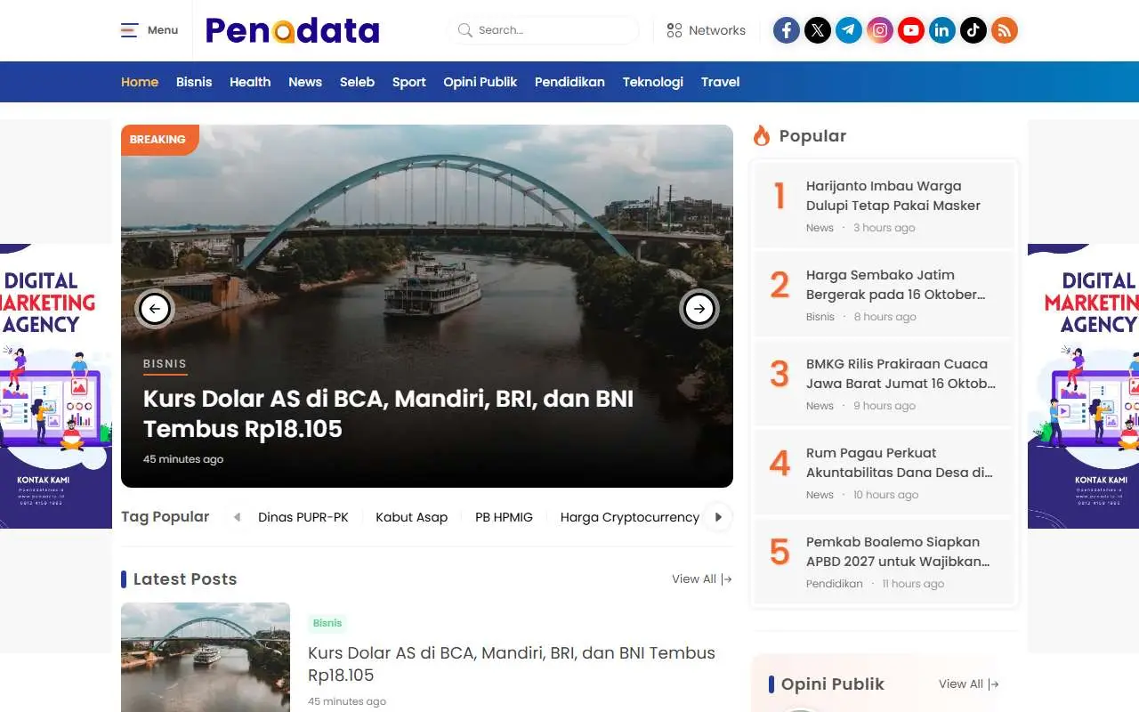 Tampilan website resmi Pena Data (penadata.com)