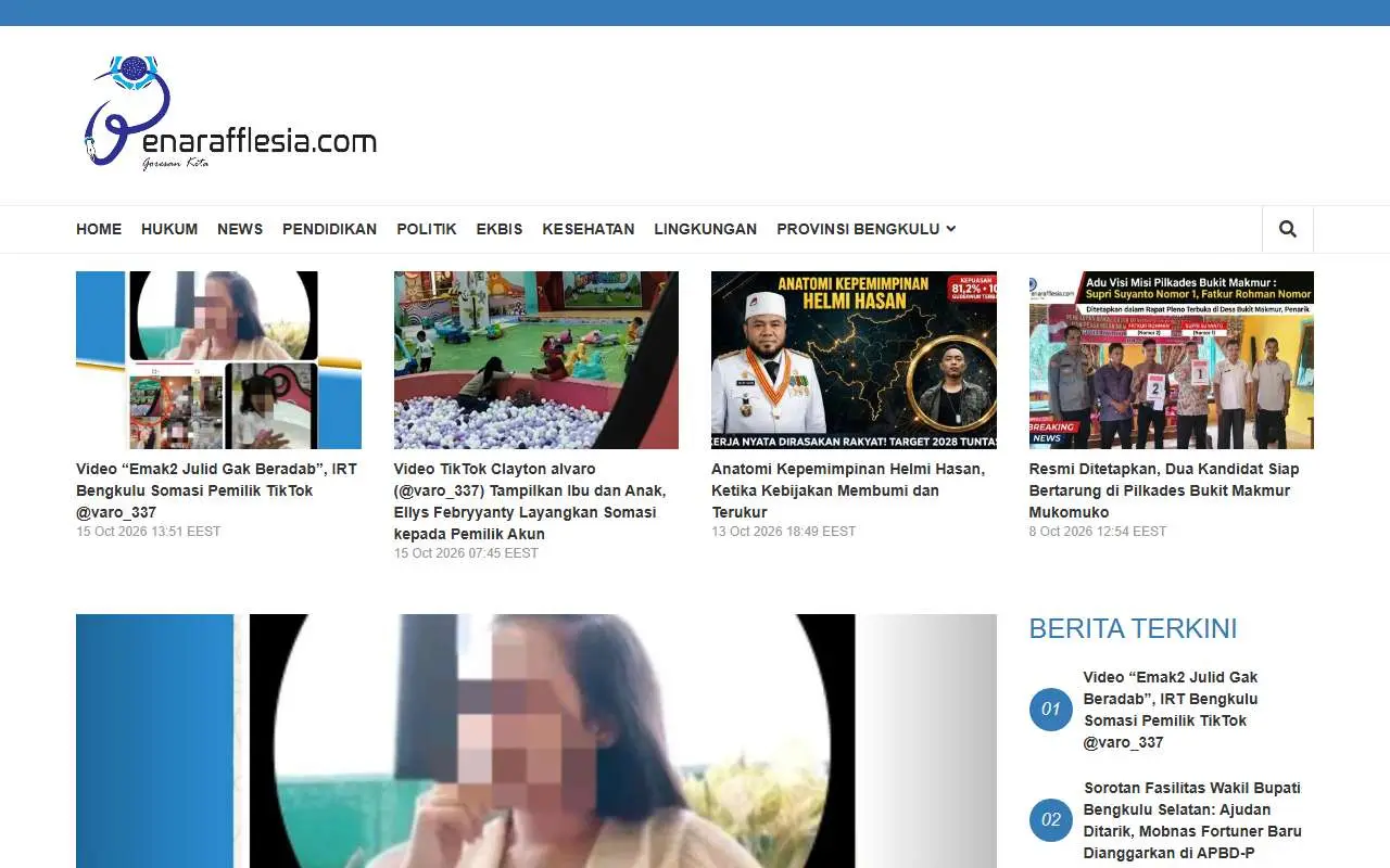 Tampilan website resmi Penarafflesia (penarafflesia.com)