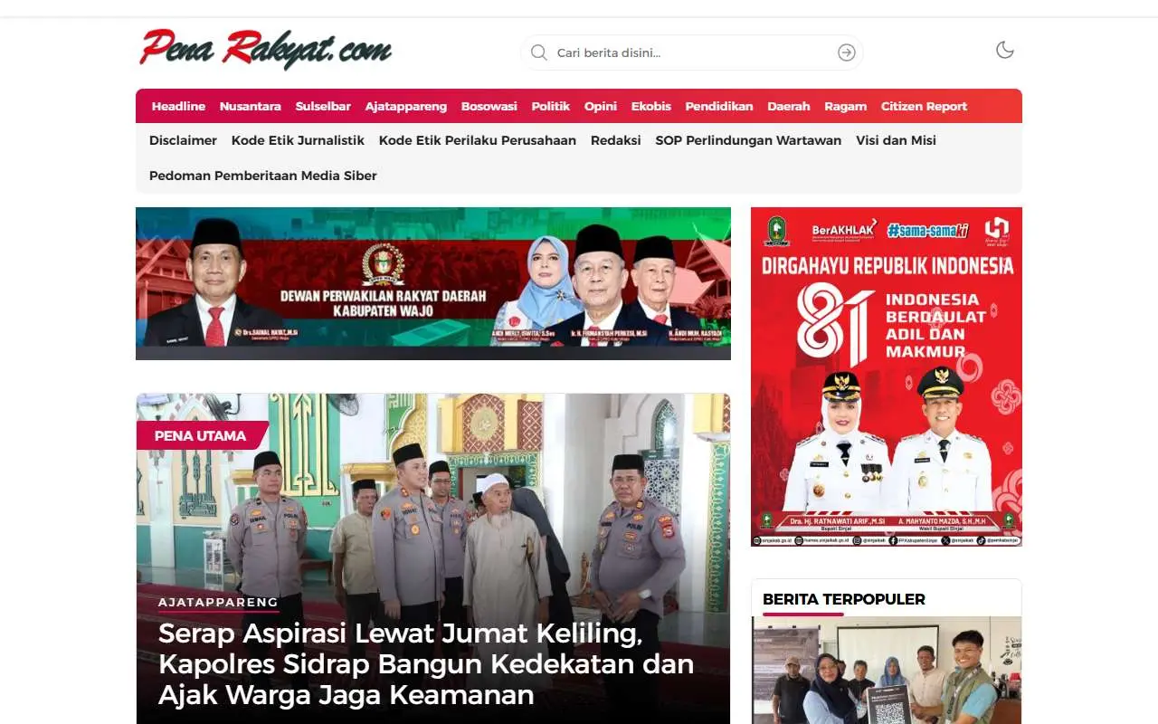 Tampilan website resmi Penarakyat (penarakyat.com)