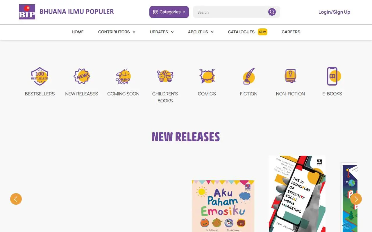 Tampilan website resmi Bhuana Ilmu Populer (penerbitbip.id)