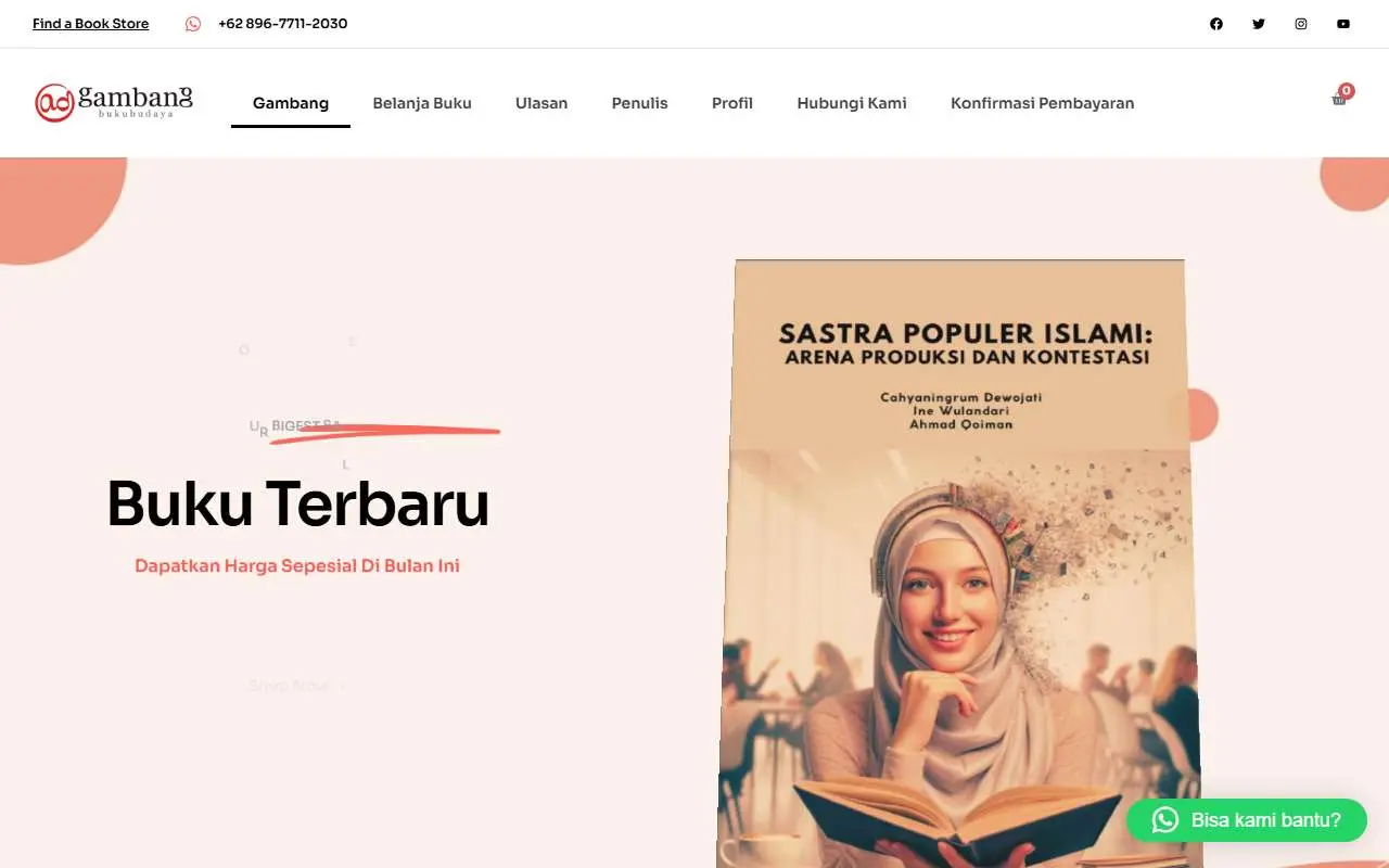 Tampilan website resmi Gambang Buku Budaya (penerbitgambang.com)
