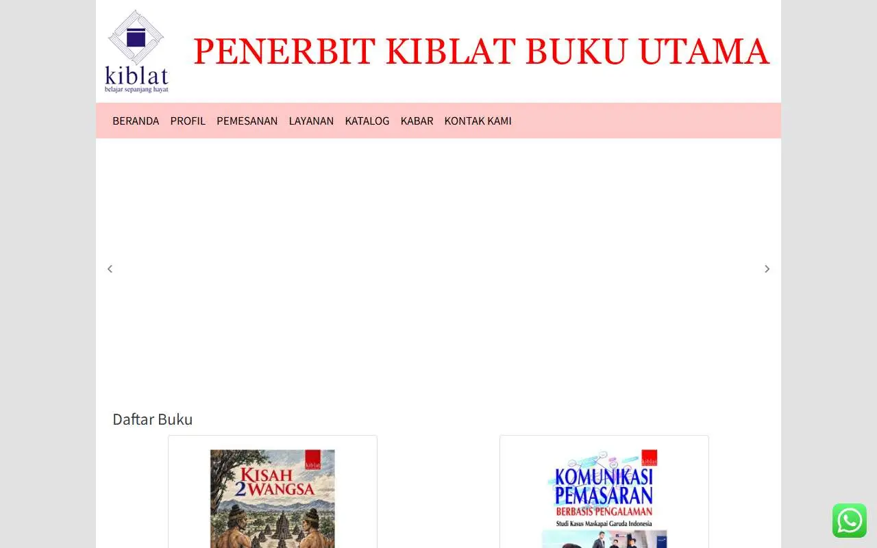 Tampilan website resmi Kiblat Buku Utama (penerbitkiblat.com)
