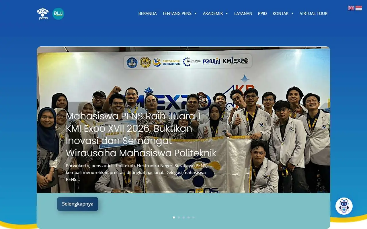 Tampilan website resmi Politeknik Elektronika Negeri Surabaya (pens.ac.id)
