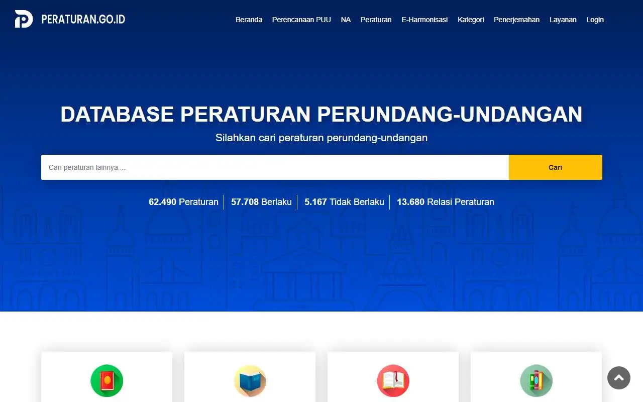Tampilan website resmi Peraturan.go.id (peraturan.go.id)
