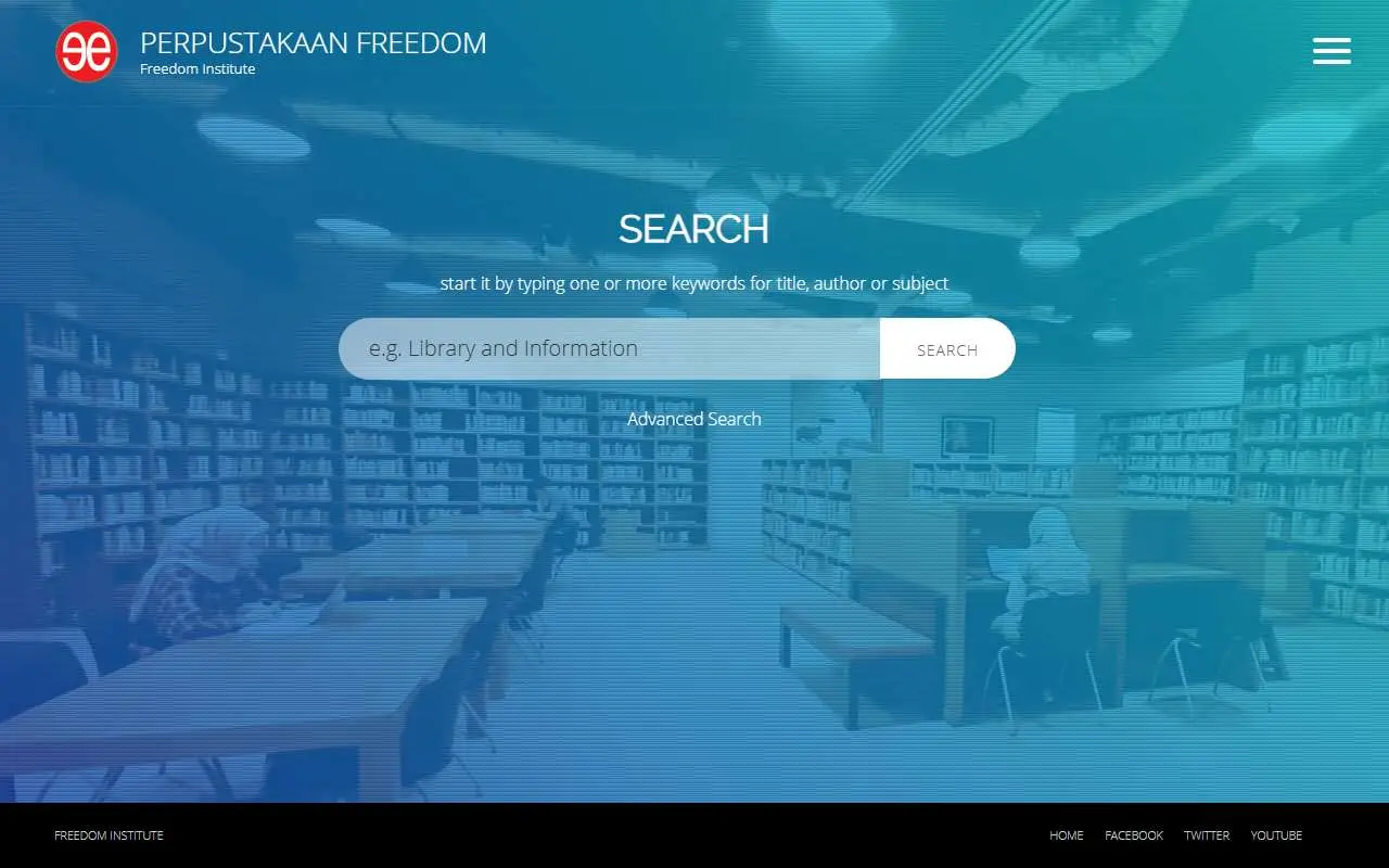 Tampilan website resmi Perpustakaan Freedom (perpustakaanfreedom.com)
