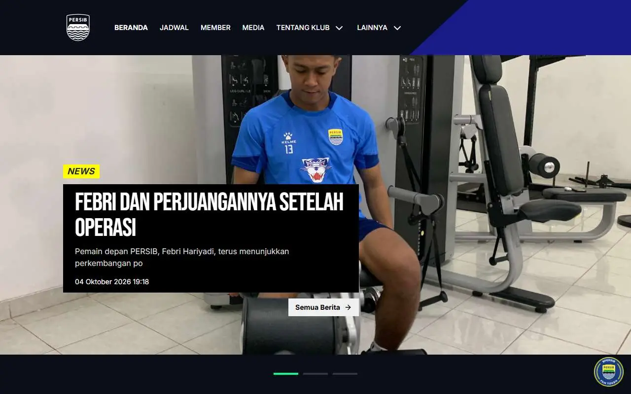 Tampilan website resmi Persib Bandung (persib.co.id)