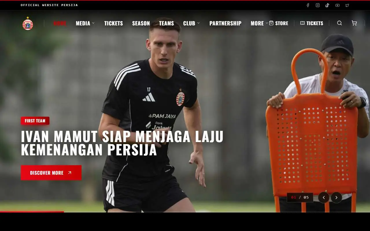 Tampilan website resmi Persija Jakarta (persija.id)