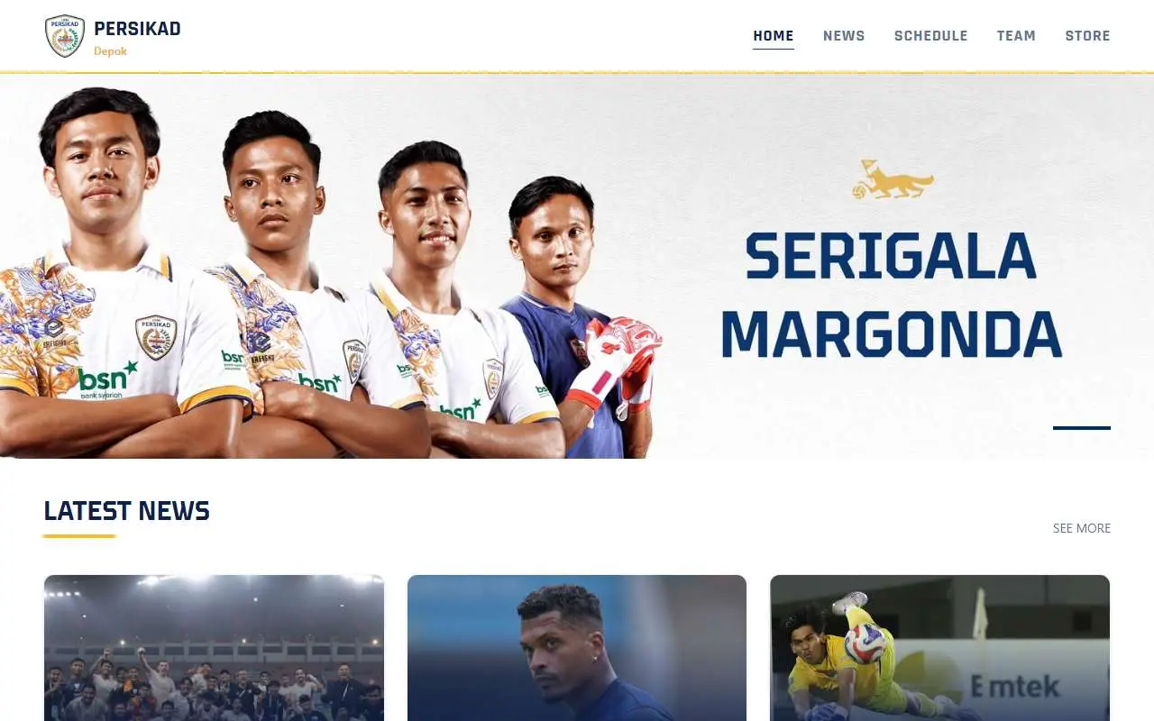 Tampilan website resmi Persikad Depok (persikad.id)