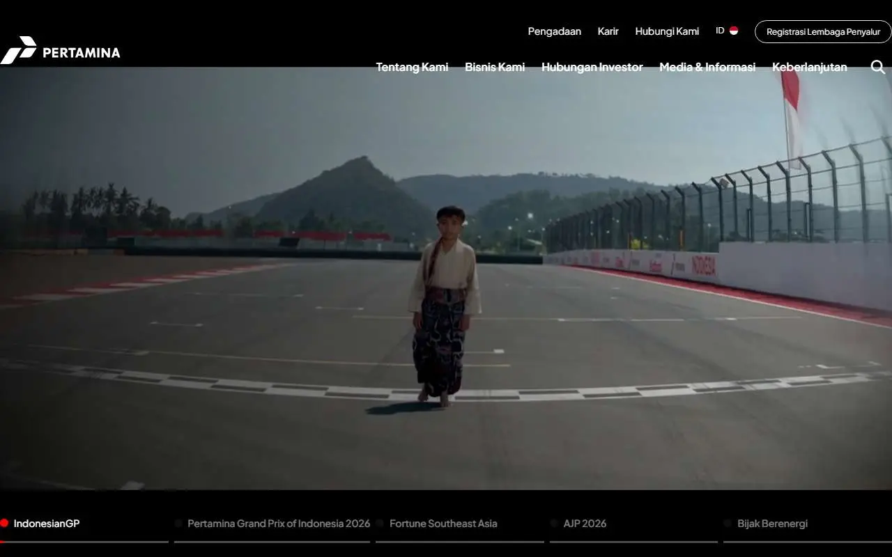 Tampilan website resmi Pertamina (pertamina.com)