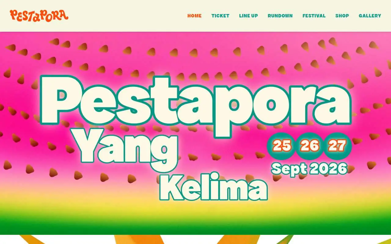 Tampilan website resmi Pestapora (pestapora.com)