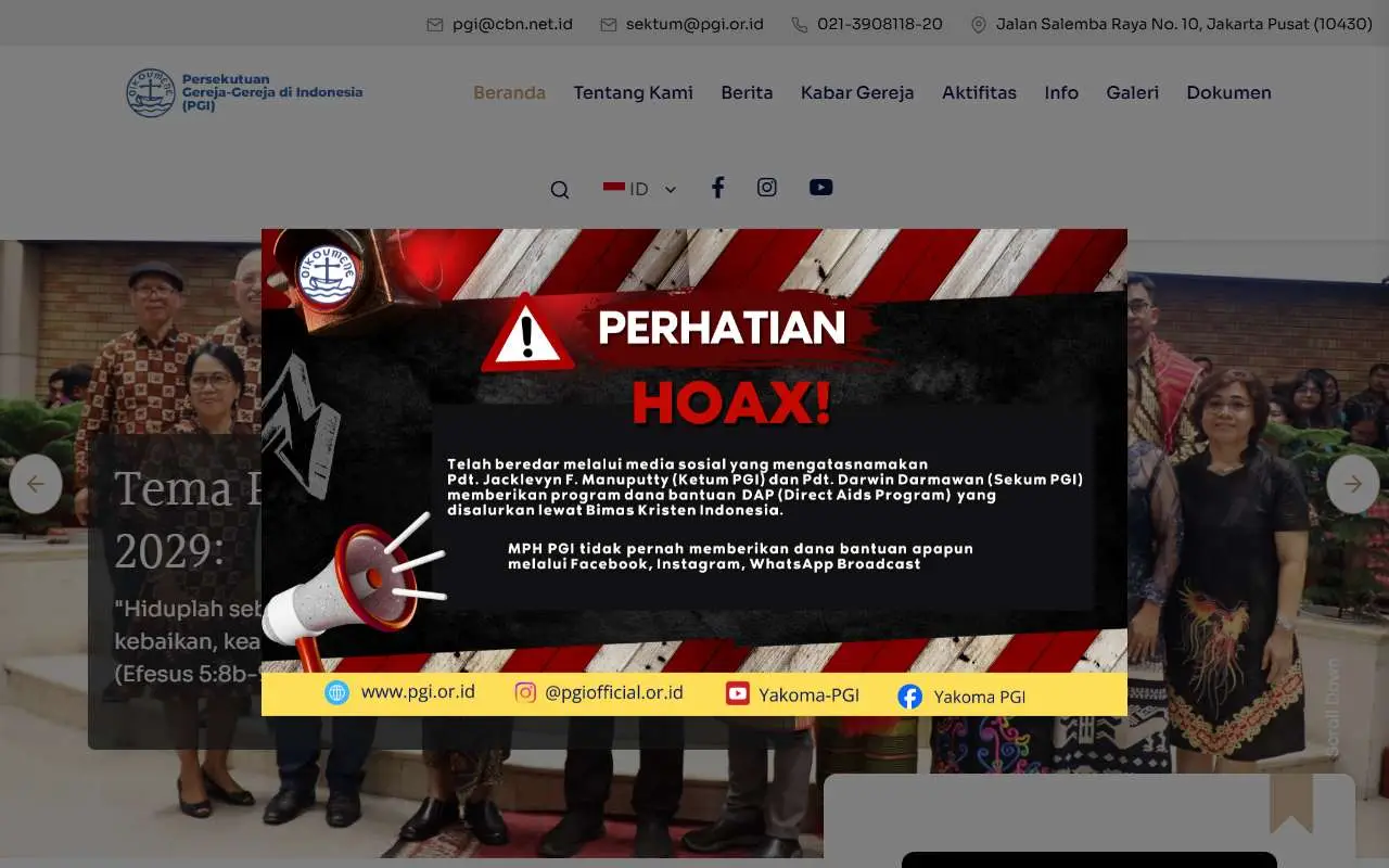 Tampilan website resmi PGI (pgi.or.id)