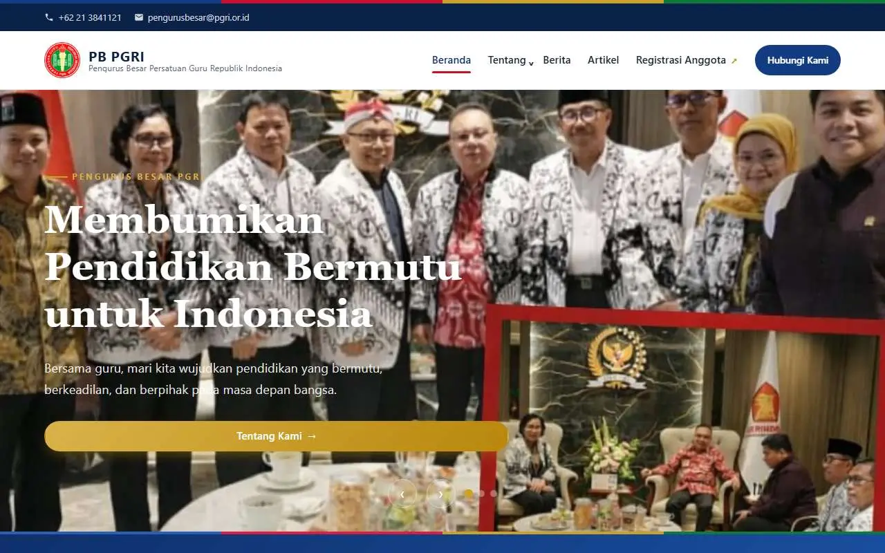 Tampilan website resmi PGRI (pgri.or.id)