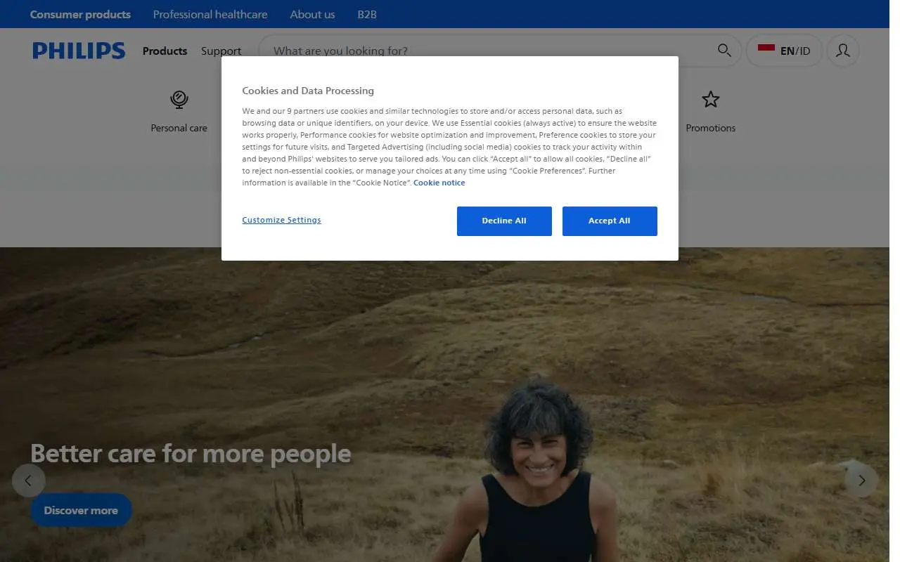 Tampilan website resmi Philips Indonesia (philips.co.id)