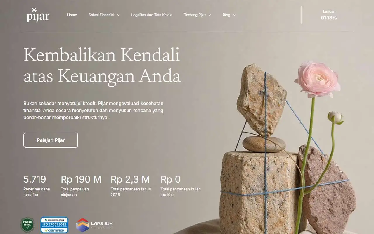 Tampilan website resmi Pijar (pijar.co)