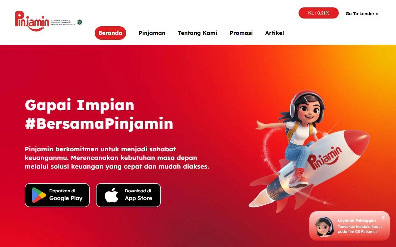 Tampilan website resmi Pinjamin (pinjamin.com)