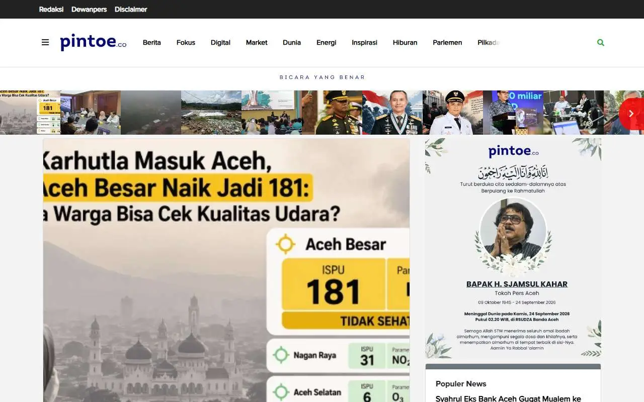Tampilan website resmi Pintoe (pintoe.co)