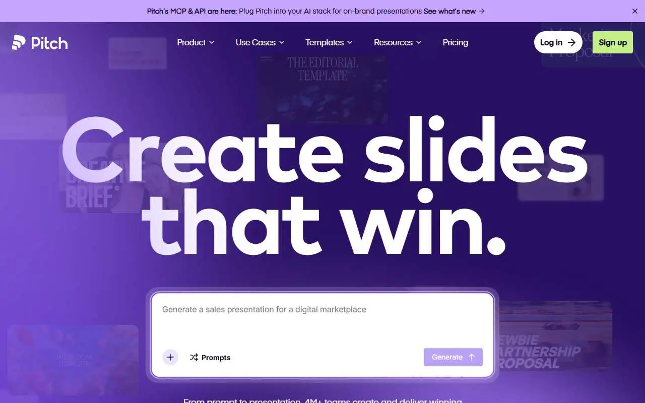 Tampilan website resmi Pitch (pitch.com)