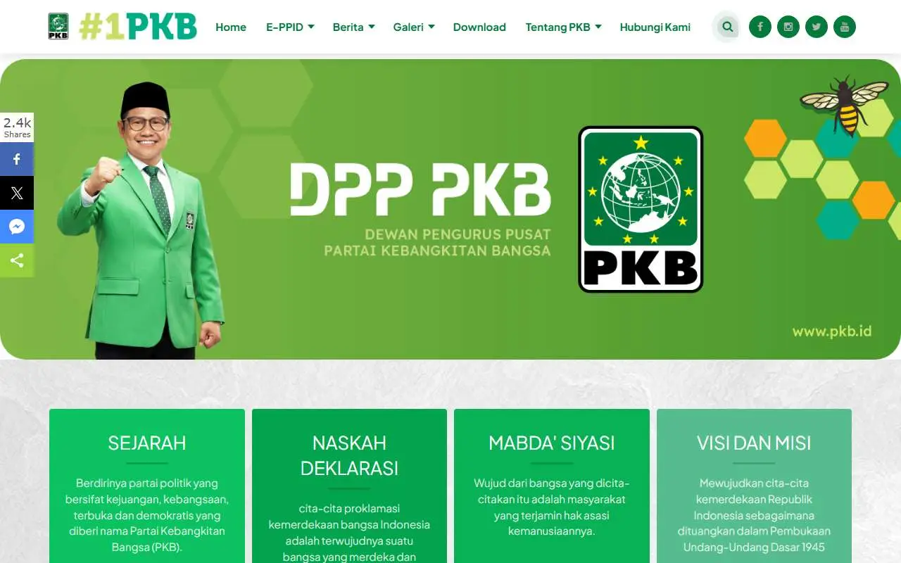 Tampilan website resmi Partai Kebangkitan Bangsa (pkb.id)
