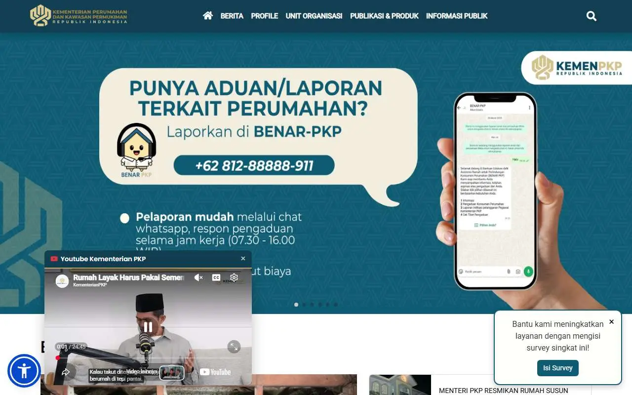 Tampilan website resmi Kementerian PKP (pkp.go.id)