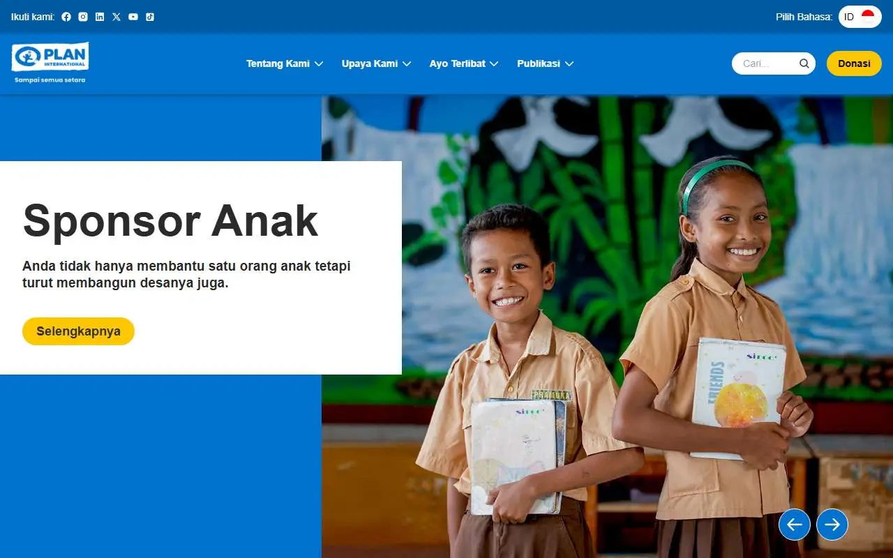 Tampilan website resmi Plan Indonesia (planindonesia.org)