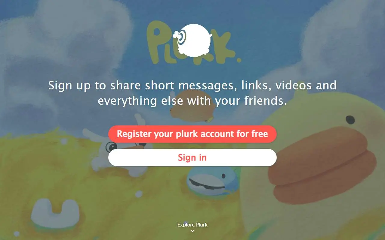 Tampilan website resmi Plurk (plurk.com)