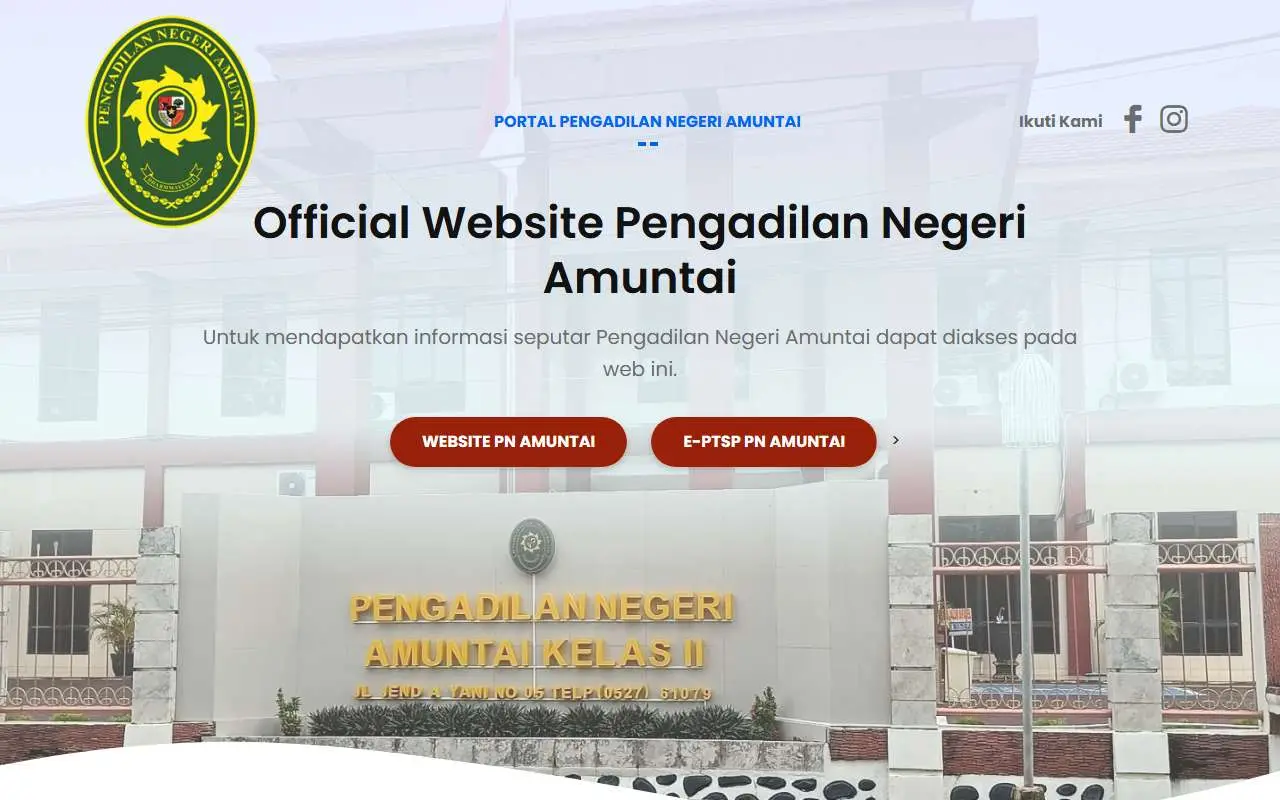 Tampilan website resmi Pengadilan Negeri Amuntai (pn-amuntai.go.id)