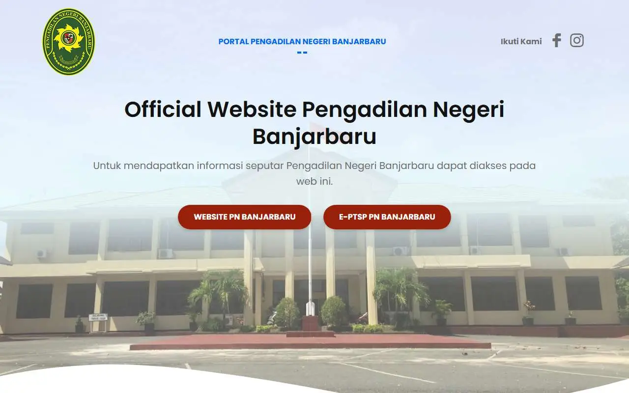 Tampilan website resmi Pengadilan Negeri Banjarbaru (pn-banjarbaru.go.id)