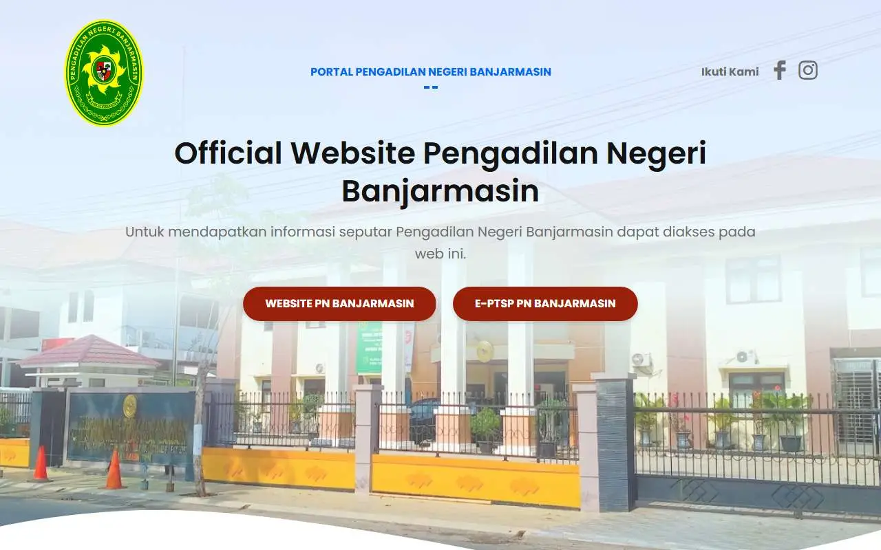 Tampilan website resmi Pengadilan Negeri Banjarmasin (pn-banjarmasin.go.id)