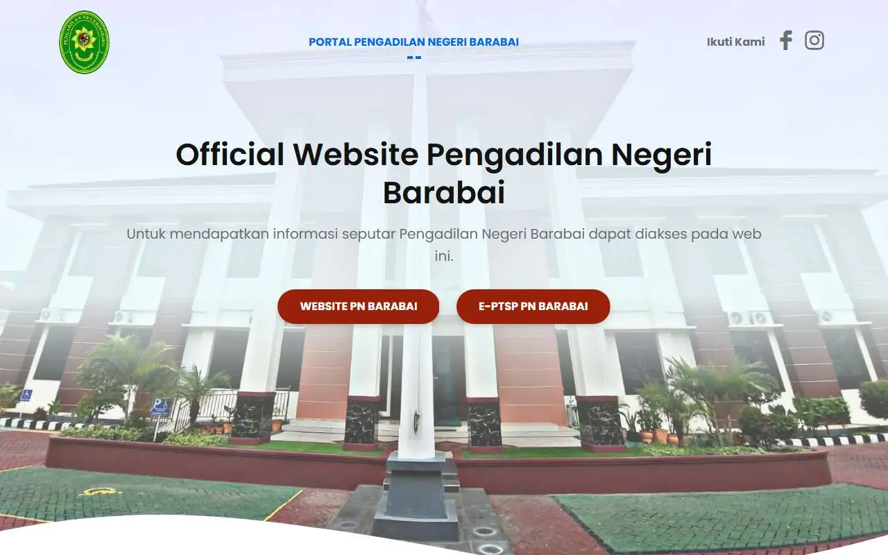 Tampilan website resmi Pengadilan Negeri Barabai (pn-barabai.go.id)
