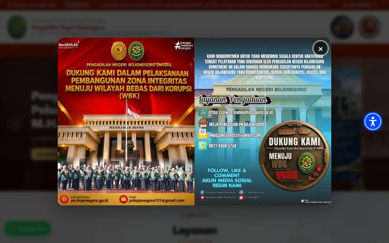 Tampilan website resmi Pengadilan Negeri Bojonegoro (pn-bojonegoro.go.id)