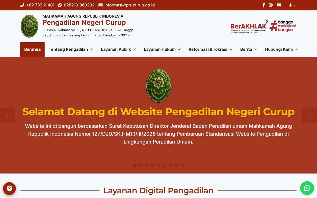 Tampilan website resmi Pengadilan Negeri Curup (pn-curup.go.id)